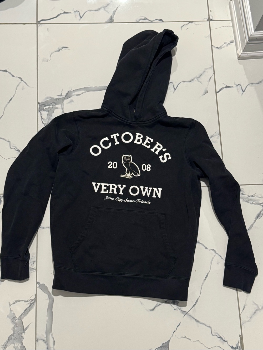 OVO Black Hoodie with White Front Print